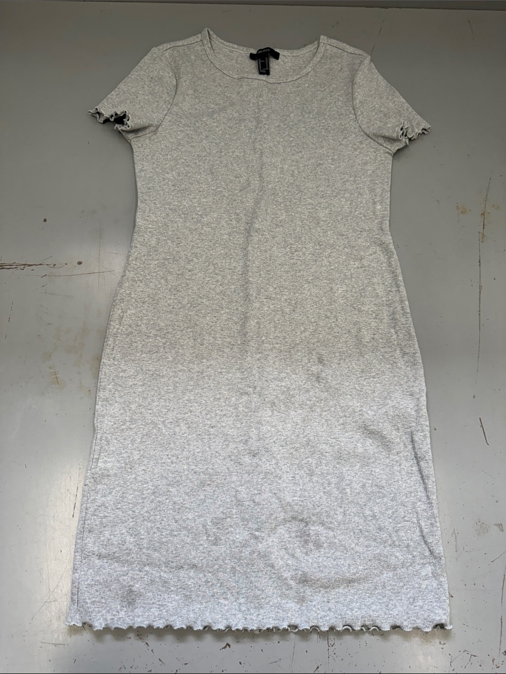 Forever 21 Light Gray Short Sleeve Midi Knit Dress size X-Large